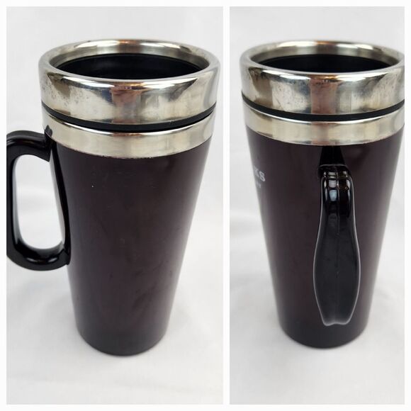 ☕️Vintage Starbucks Raspberry & Stainless Steel 16oz Travel Tumbler w/Handle - Picture 4 of 12